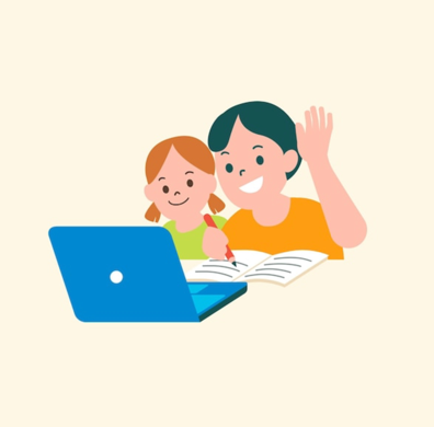 Boy & Girl using a laptop for studying